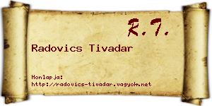 Radovics Tivadar névjegykártya